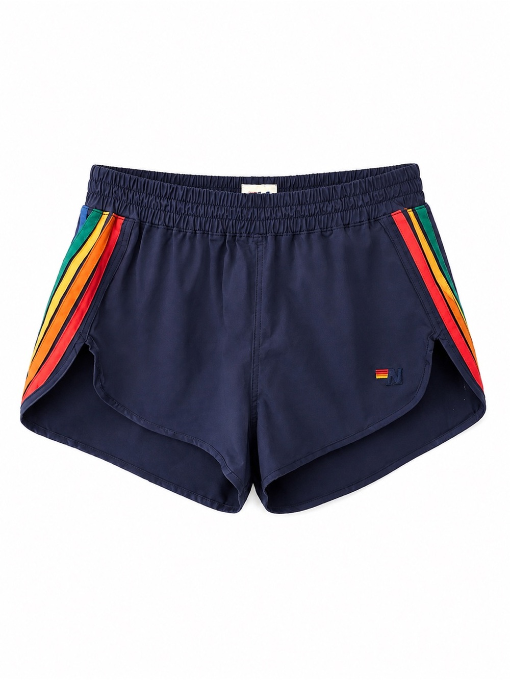 Aviator Nation Rainbow Stripe Running Shorts Navy Size S